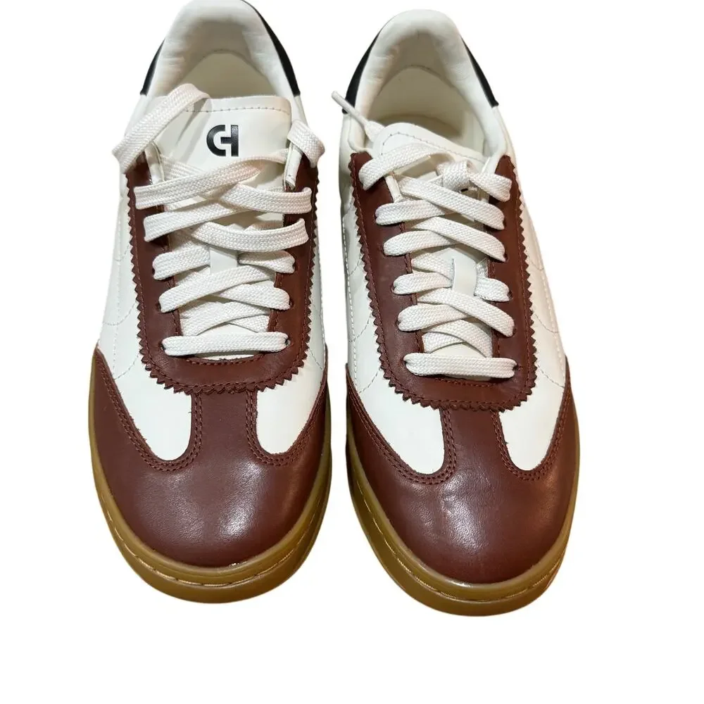 Cole Haan Womens Grandpro Breakaway Leather Sneaker Brown White